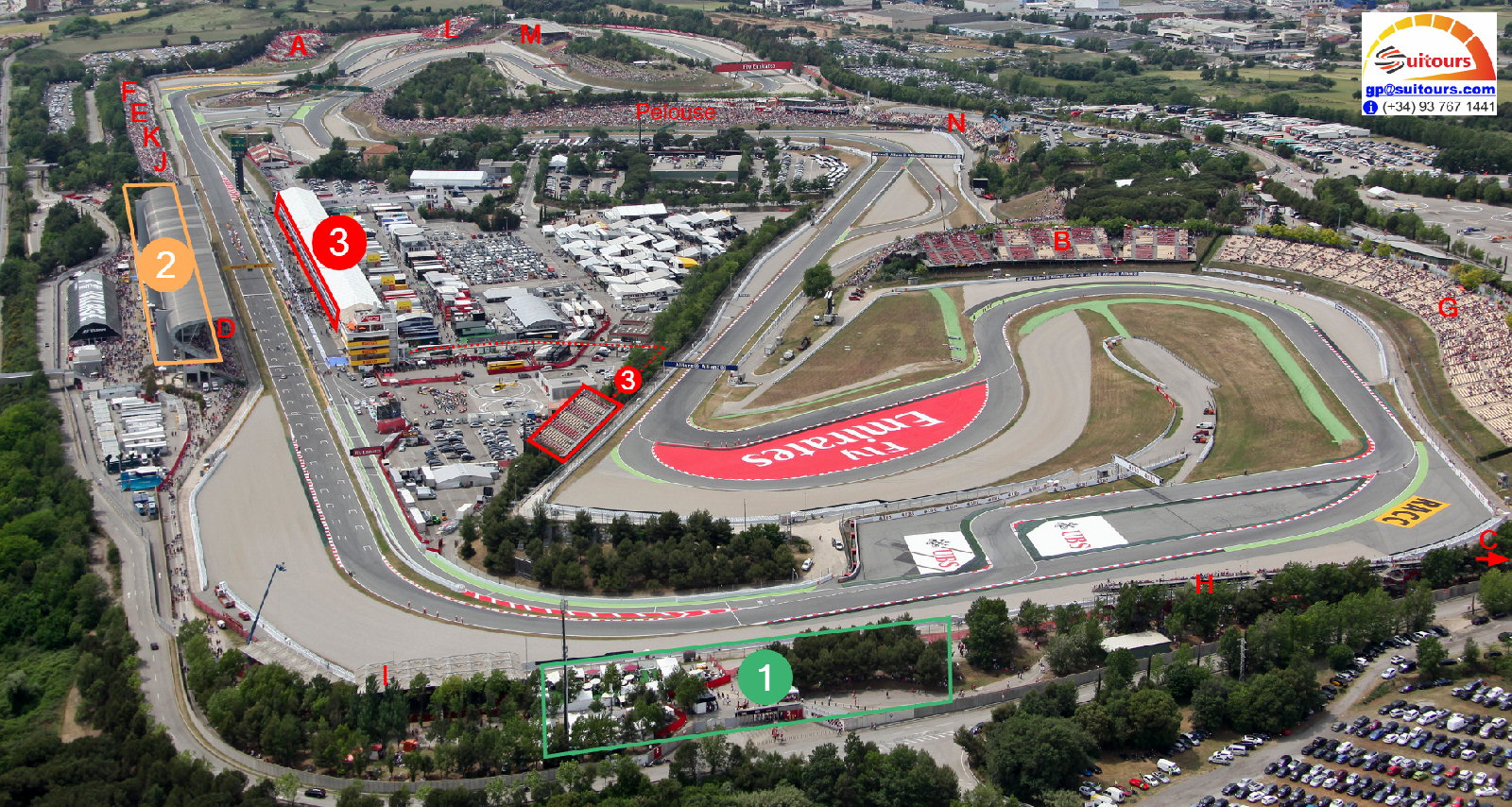 Plan de la zone VIP GARDEN VILLAGE GP Barcelone